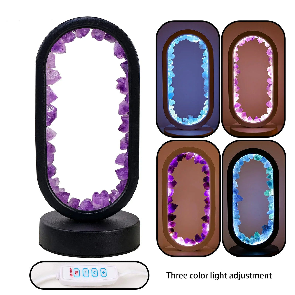 Amethyst Crystal Accent Lamp 8 Inch Purple Glow for Nightstands Meditation Rooms Yoga Spaces Handcrafted Gemstone Light E14 Socket 10W Max B
