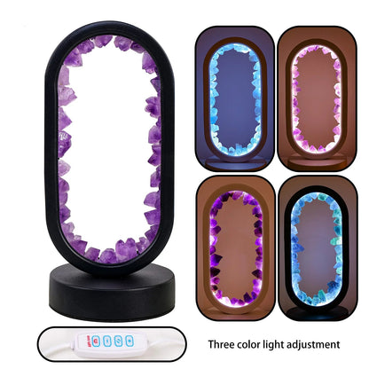 Amethyst Crystal Accent Lamp 8 Inch Purple Glow for Nightstands Meditation Rooms Yoga Spaces Handcrafted Gemstone Light E14 Socket 10W Max B