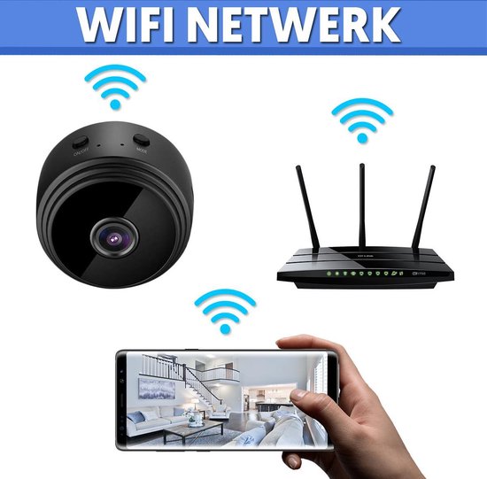Compact Wireless Security Camera HD 1080P with Night Vision for Home and Office Monitoring