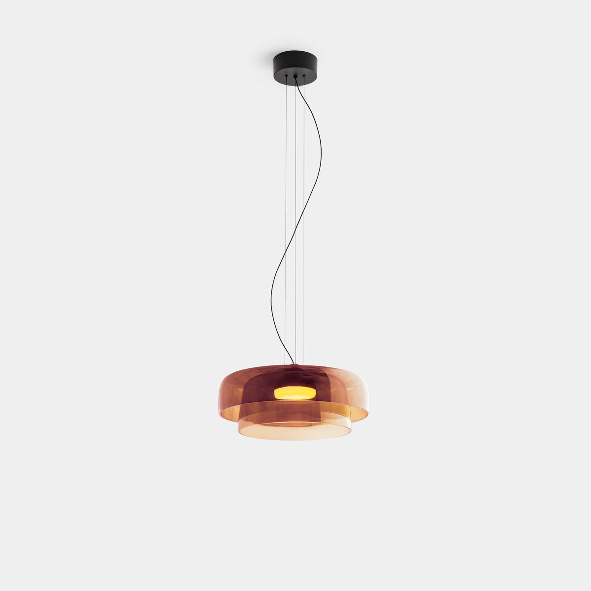Layered Glass Hanging Light 16.5 in Orange for Kitchen Island & Dining Table – Adjustable Cord Suspension Fixture LED Included Modern Scandi