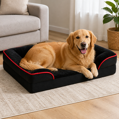 Panier pour chien en mousse alvéolée orthopédique antidérapant Ortekor (housse amovible et lavable)