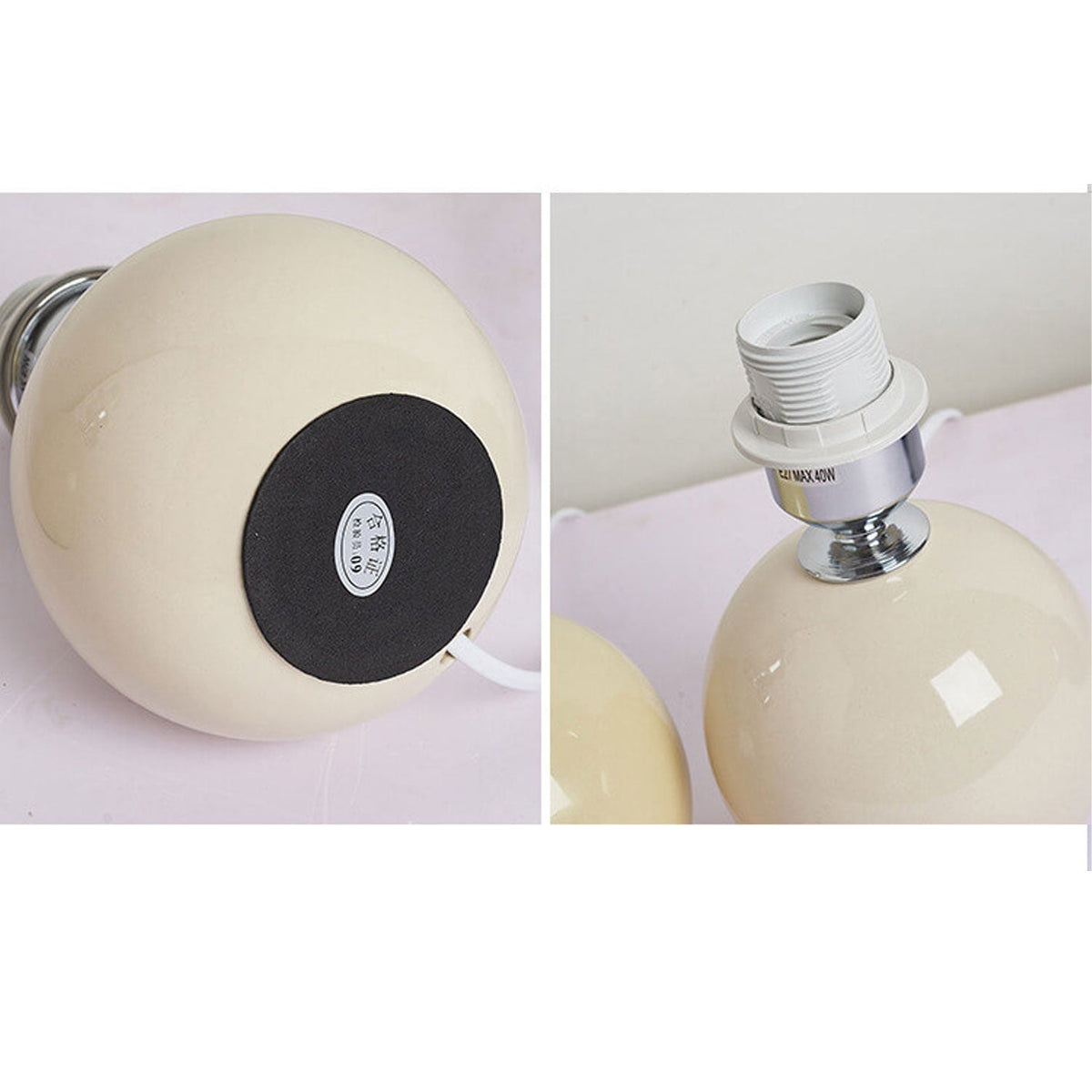 Ceramic Table Lamp with Fabric Shade – Modern Accent Lighting for Bedroom, Living Room & Home Office