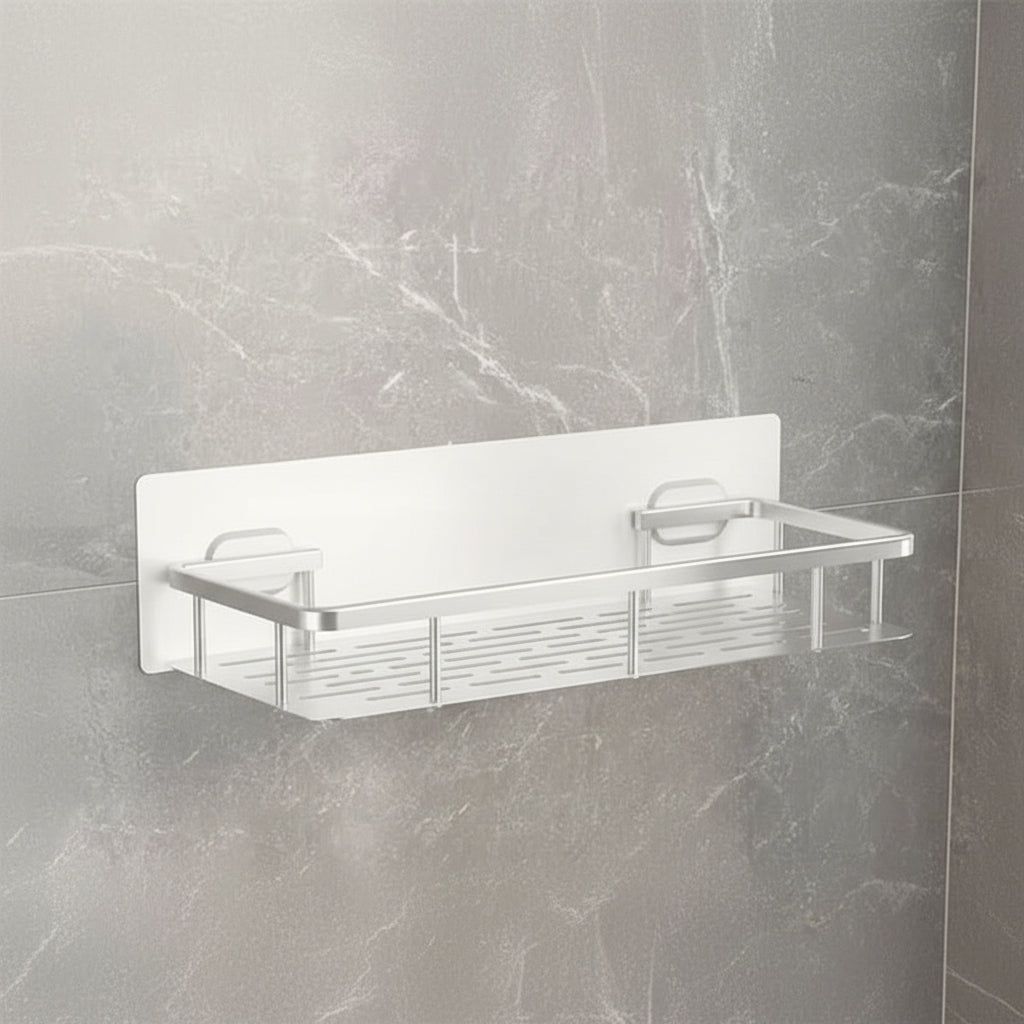 Wall-Mounted Corner Organizer Rack ABS Adhesive No-Drill Bathroom Caddy Triangle Rectangle Shape Holds Shampoo Soap Toiletries for Small Spa