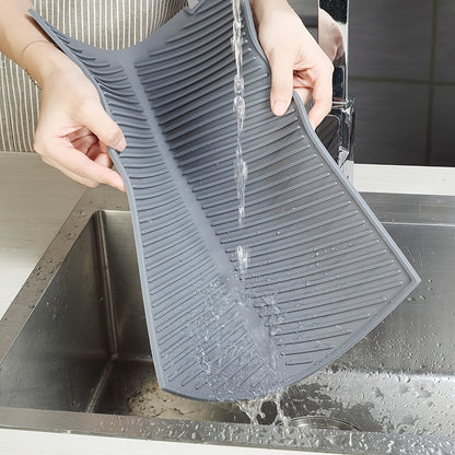 Silicone Drying Mat for Kitchen Counter – Heat Resistant, Non-Slip Dish Drainer Pad for Dishes, Glasses, Cookware | Dishwasher Safe