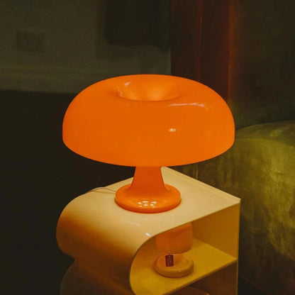 Sculptural Acrylic Nightstand Lamp Blood Orange 13 in Wide Ambient Bedside Light with Warm LED for Bedroom Office Living Room Decorative Acc