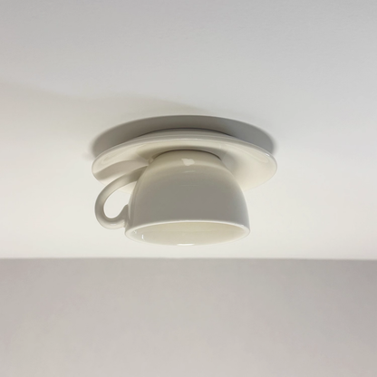 Plafonnier en céramique en forme de tasse à café – Montage encastré disponible en jaune, bleu, rose et autres coloris pour chambre, salle à manger et salon