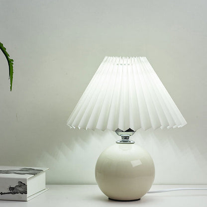 Ceramic Table Lamp with Fabric Shade – Modern Accent Lighting for Bedroom, Living Room & Home Office