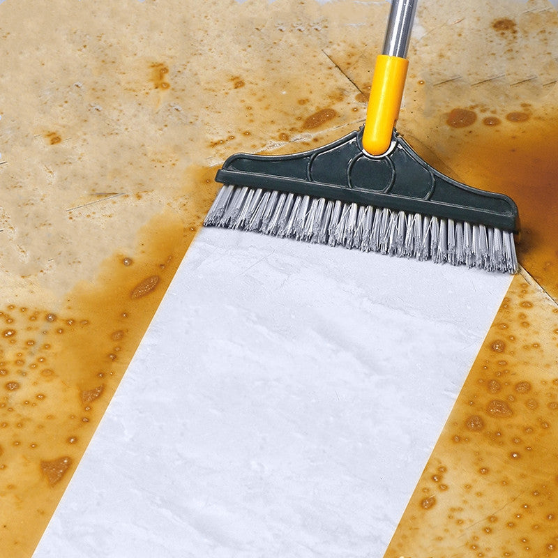 Rotating Head Bathroom Floor Scrubber with Squeegee for Tiles, Tubs & Grout – Long Handle Cleaning Tool for Corners & Tight Spaces