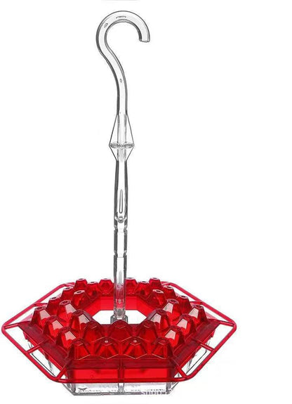 12 oz Hanging Hummingbird Feeder with 30 Feeding Ports & Built-In Ant Moat for Backyard Birds Outdoor Garden Patio Deck