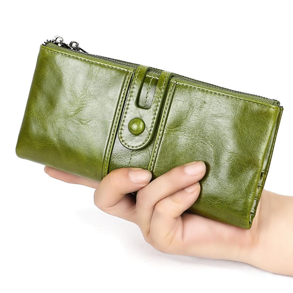 Slim Leather Wallet for Women with Zipper Coin Pocket & Multiple Card Slots | RFID Blocking Compact Bifold Organizer for Everyday Use