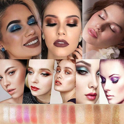 10-Color Glitter Eyeshadow Palette Shimmer Mineral Makeup for Parties Weddings Everyday Looks Highly Pigmented Long-Lasting Eye Shadow