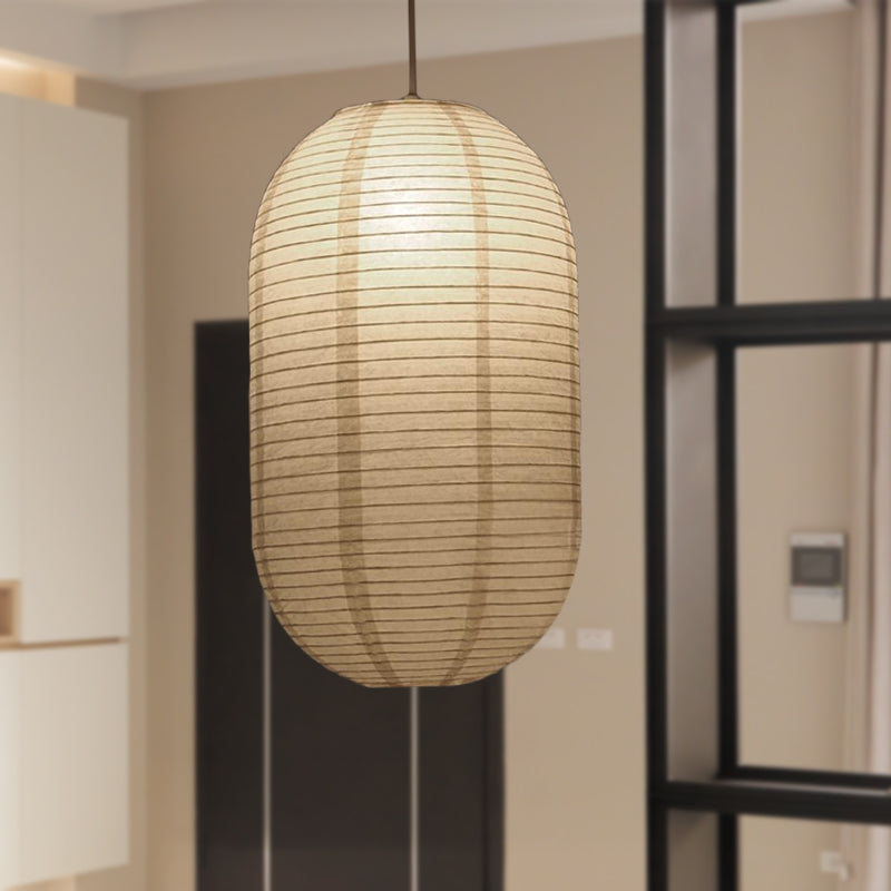Japanese Paper Lantern Pendant Light White Round Ceiling Fixture for Dining Room Bedroom Kitchen Island Hanging Lamp E26 Base Modern Asian
