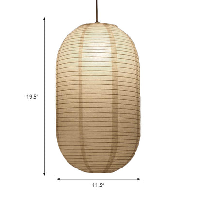 Japanese Paper Lantern Pendant Light White Round Ceiling Fixture for Dining Room Bedroom Kitchen Island Hanging Lamp E26 Base Modern Asian