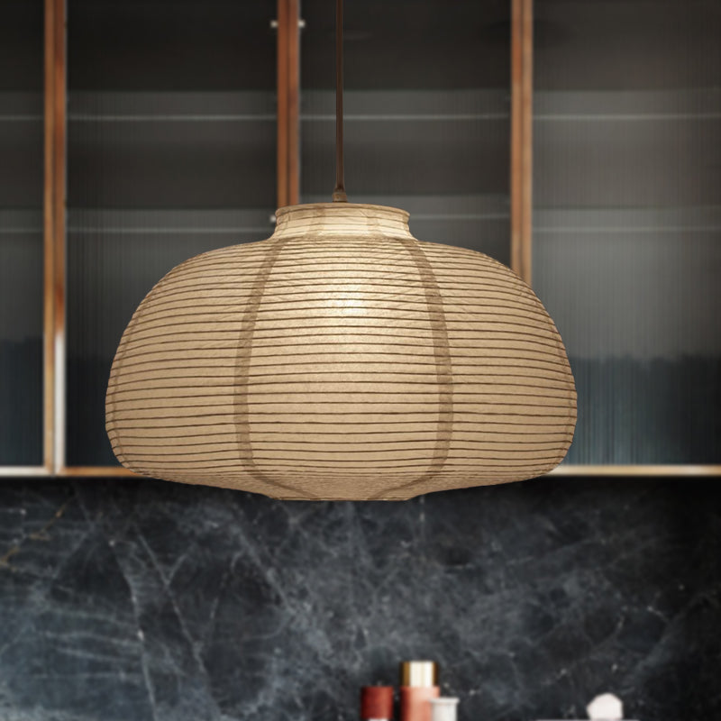 Japanese Paper Lantern Pendant Light White Round Ceiling Fixture for Dining Room Bedroom Kitchen Island Hanging Lamp E26 Base Modern Asian