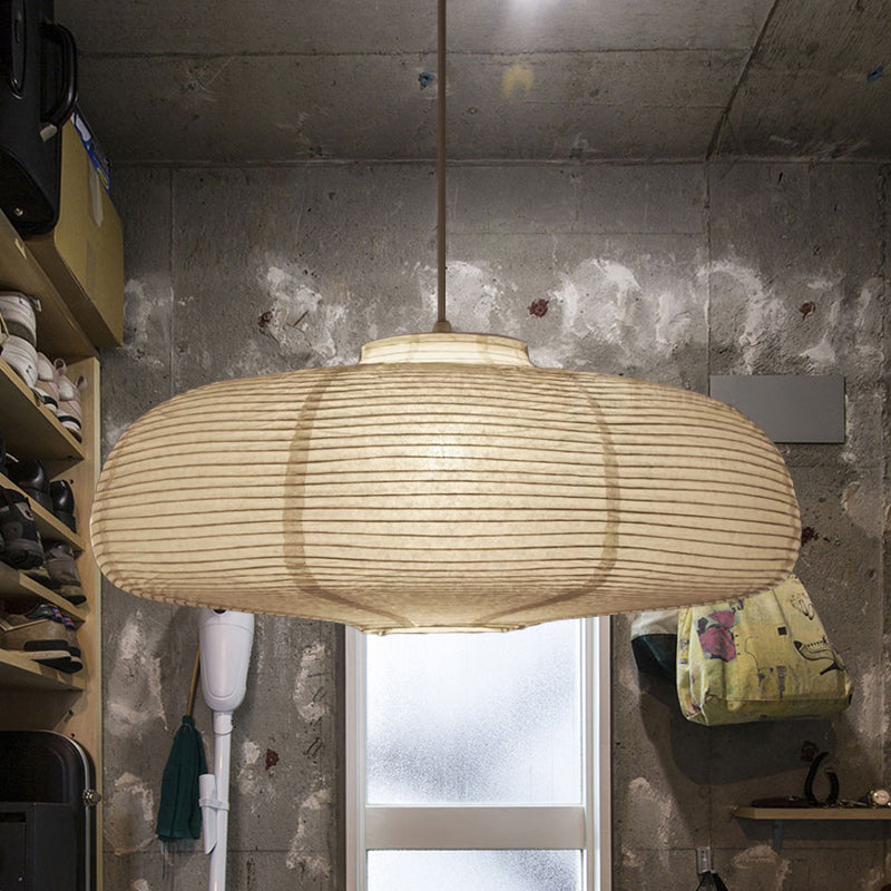 Japanese Paper Lantern Pendant Light White Round Ceiling Fixture for Dining Room Bedroom Kitchen Island Hanging Lamp E26 Base Modern Asian