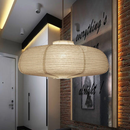 Japanese Paper Lantern Pendant Light White Round Ceiling Fixture for Dining Room Bedroom Kitchen Island Hanging Lamp E26 Base Modern Asian