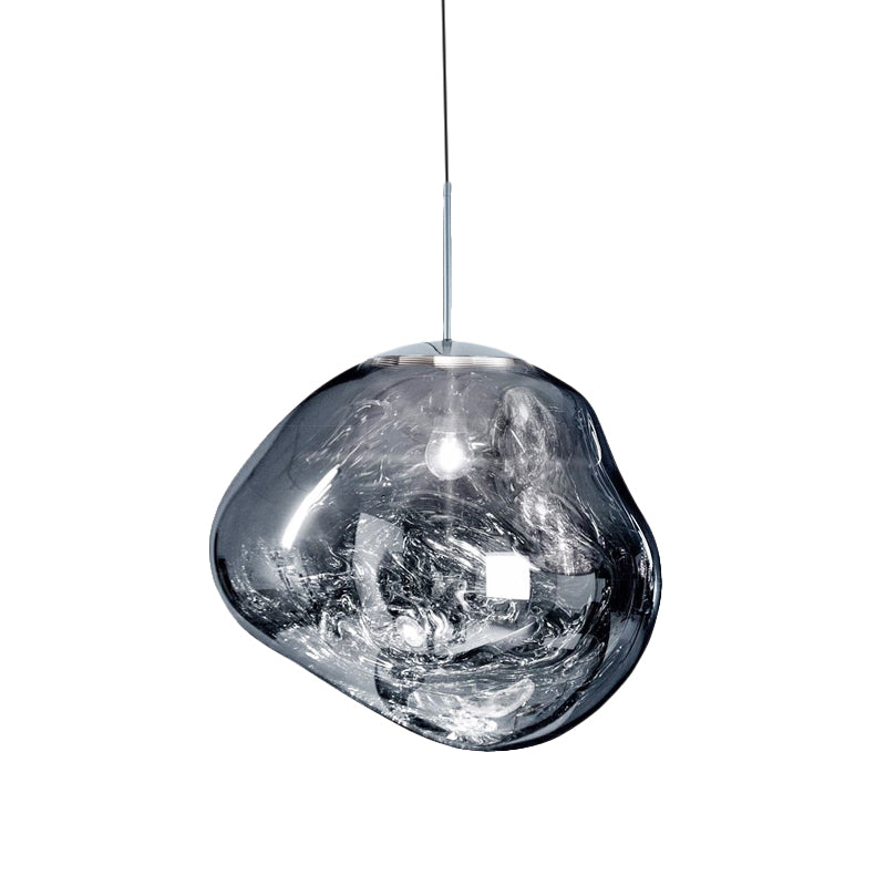Glass Pendant Light Fixture for Dining Room & Kitchen – Modern Metal Hanging Lamp in Gold, Silver & Red – E26 Socket for LED &
