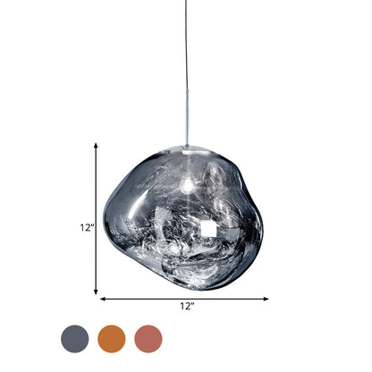 Glass Pendant Light Fixture for Dining Room & Kitchen – Modern Metal Hanging Lamp in Gold, Silver & Red – E26 Socket for LED &