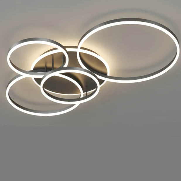 LED Ring Chandelier 45 in Aluminum Fixture Warm White Dimmable for Bedroom Living Room Dining Room Modern Flush Mount Multi-Ring Integrated