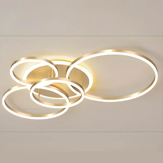 Plafonnier LED multi-anneaux en aluminium noir, 39 po, luminaire contemporain pour chambre, salon et salle à manger, éclairage intégré