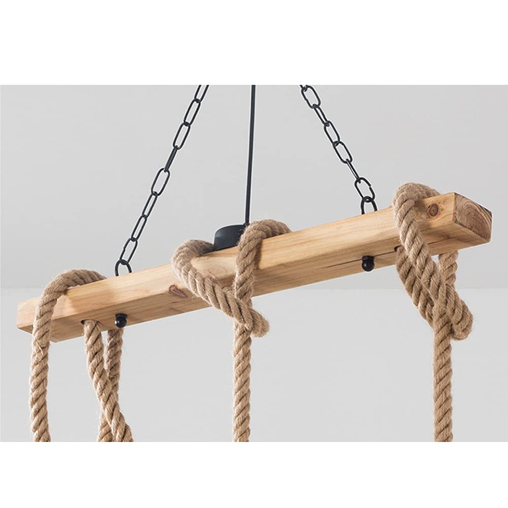 Suspension luminaire cage en métal avec détails en corde – Lustre industriel réglable pour îlot de cuisine, salle à manger et bar – Douille E27