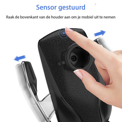 Support de téléphone à fixation automatique avec charge sans fil pour grille d'aération de voiture - capteur infrarouge, rotation à 360°, support à charge rapide Qi