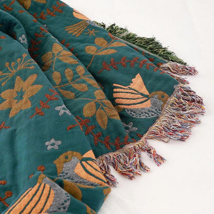 Couverture jeté Oiseau scandinave | Design réversible pour un confort douillet | Ajout élégant pour toute pièce