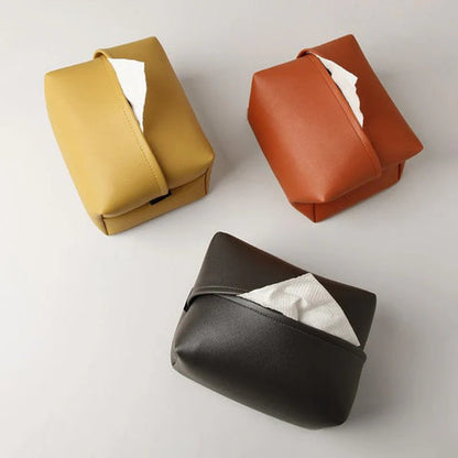 Tivara Tissue Holder - Durable PU Leather, Compact for Car and Home