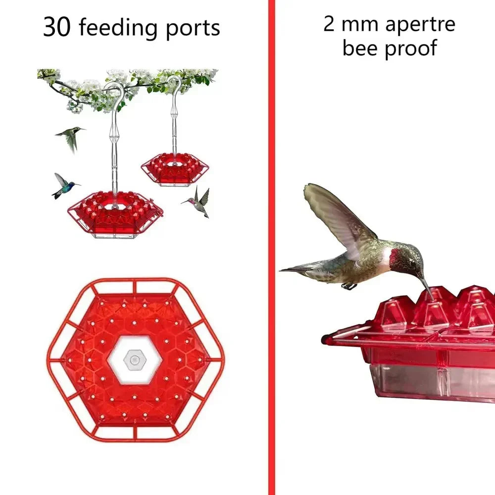 Hummingbird Feeder with Ant Moat for Outdoor Garden – 30 Flower Ports, Weather Resistant, Easy Fill Design for Backyard Bird Feeding