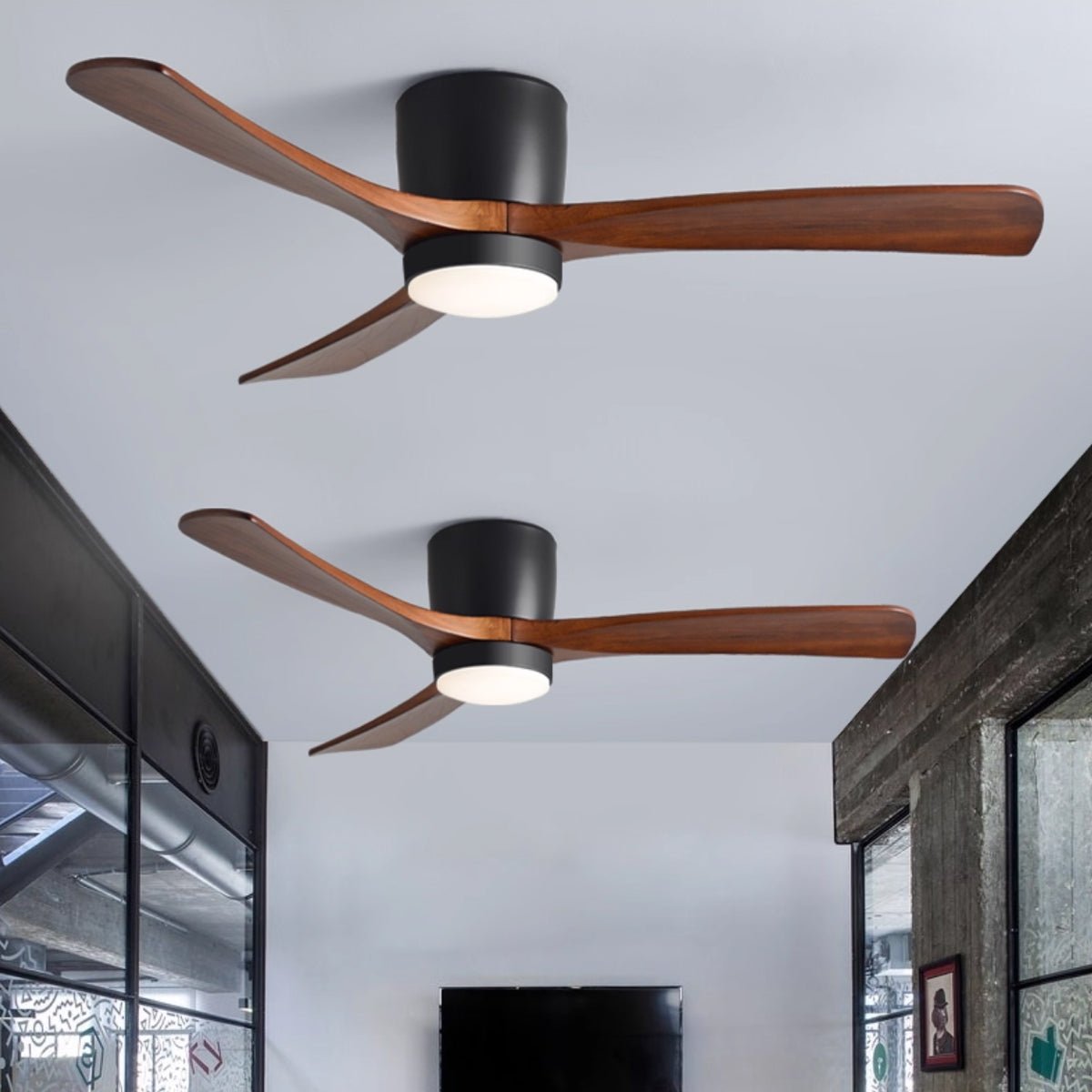 Wood Blade Ceiling Fan with Integrated LED Light and Remote Control for Bedroom Living Room Quiet DC Motor Airflow Year-Round Comfort Scandi