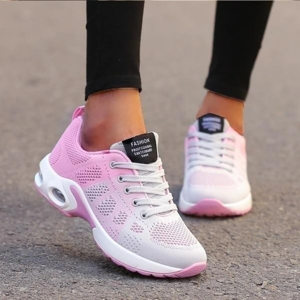 Cushioned Athletic Sneakers for Heel & Knee Support – Women's Lightweight Walking Shoes with Shock-Absorbing Sole for Plantar Fasciitis & Al