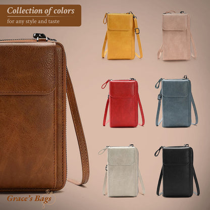 Crossbody Leather Purse – Adjustable Strap Small Handbag with Flap Closure for Women, Compact Everyday Shoulder Bag for Casual & Evening