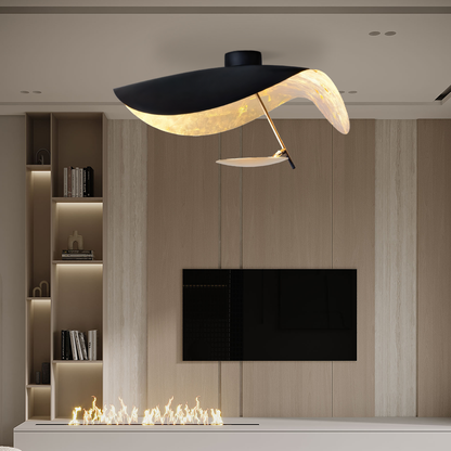 Modern LED Overhead Fixture 17W Metal Hanging Light Black White Gold for Kitchen Dining Room Bedroom Ceiling Mounted