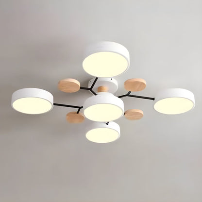 Round Multi-Light LED Ceiling Fixture – Metal Flush Mount Lamp with Integrated Bulbs, Even Ambient Lighting for Living Room, Dining Room