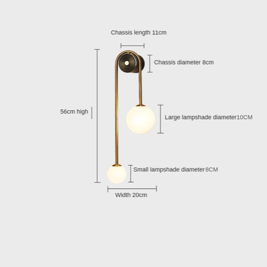 Glass Shade Wall Sconce Light with Brass-Finish Metal Frame for Hallway, Bedroom, Living Room & Bathroom Lighting
