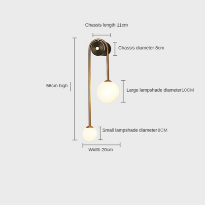 Glass Shade Wall Sconce Light with Brass-Finish Metal Frame for Hallway, Bedroom, Living Room & Bathroom Lighting