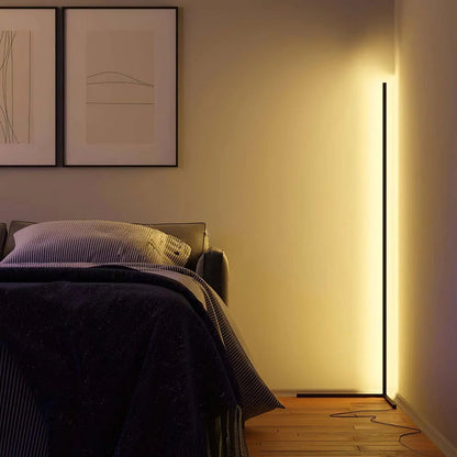 Wireless Remote LED Uplight with Adjustable Brightness for Bedroom, Living Room & Study Spaces | Modern Tall Pole Lamp in Black