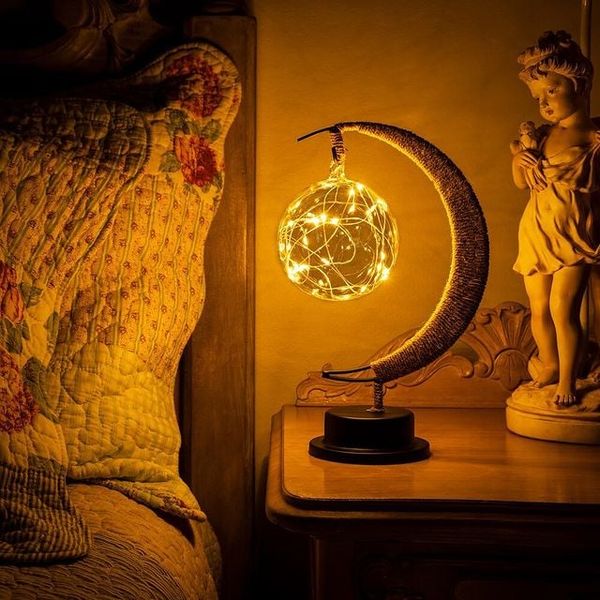 3D Printed Moon Sphere Table Lamp with Realistic Crater Details, Battery-Powered Ambient Night Light for Bedroom, Nursery, Living Room Decor