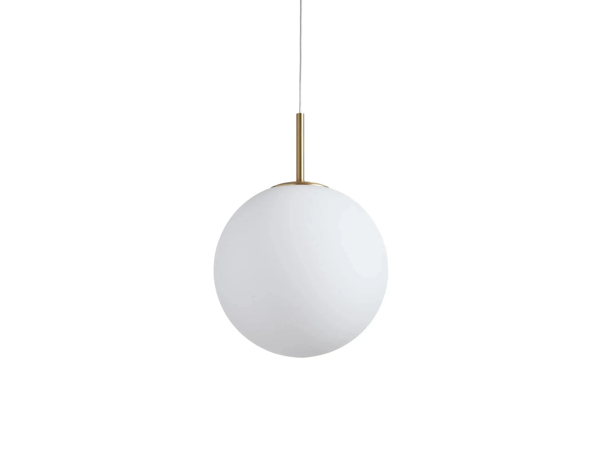 Handblown Glass Globe Pendant Light with Brushed Brass Finish and Integrated LED for Kitchen Island, Dining Room, Entryway, and Bedroom