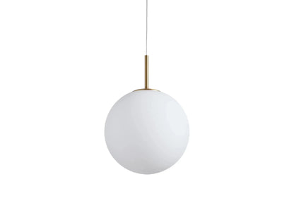 Handblown Glass Globe Pendant Light with Brushed Brass Finish and Integrated LED for Kitchen Island, Dining Room, Entryway, and Bedroom