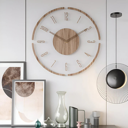 Whisper-Quiet Wall Clock with Wood & Acrylic Face – 12 in Silent Sweep Movement for Living Room, Bedroom & Office