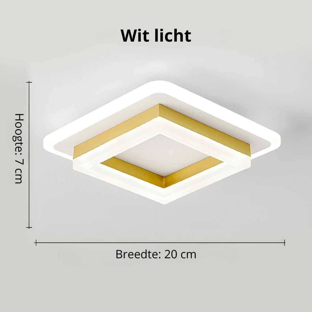 Square Flush Mount LED Ceiling Light 1920 Lumens for Bedroom Hallway Living Room Modern Geometric Low Profile Black White Layered Design Con