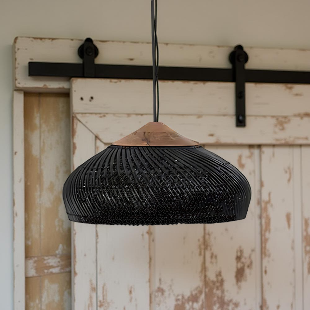 Woven Bamboo Hanging Light 24 Inch Natural Shade Adjustable Cord E26 Socket Boho Farmhouse Ceiling Fixture for Dining Room Kitchen Island Li