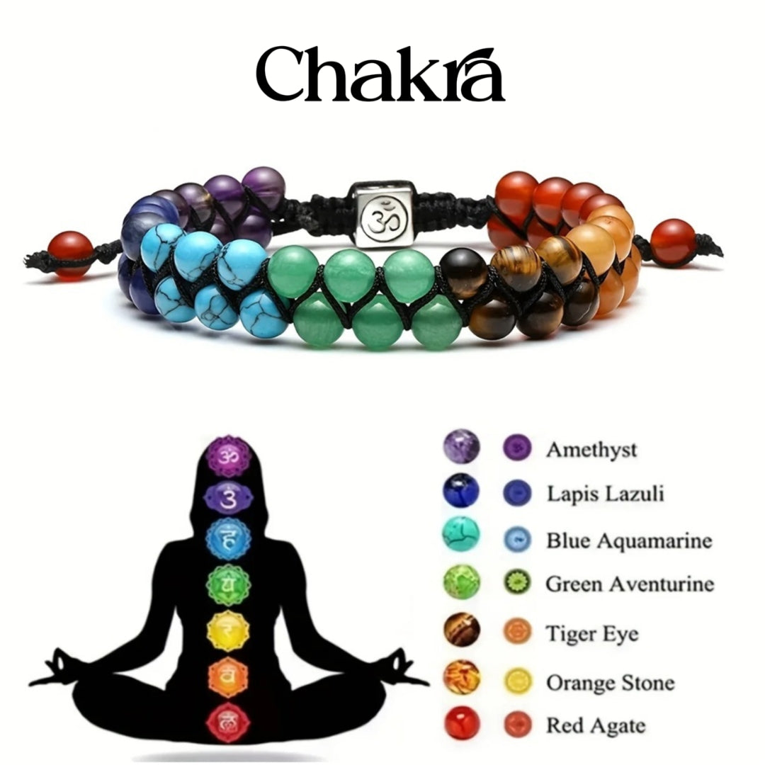 Natural Stone Chakra Bracelet – Adjustable Braided Cord Design for Men & Women, Lightweight & Colorful