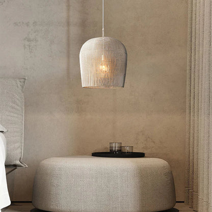 Woven Basket Ceiling Shade Handcrafted Natural Fiber 12-24 Inch Round Bohemian Overhead Fixture Black White Bedroom Kitchen Minimalist Organ