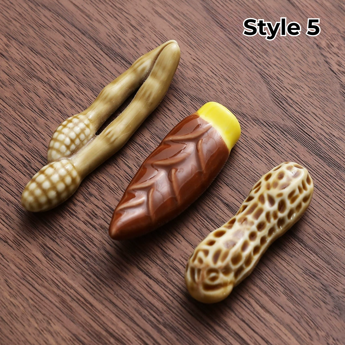 Porcelain Utensil Holders with Animal and Fruit Designs for Asian Dining – Set of 3 Decorative Tabletop Rests