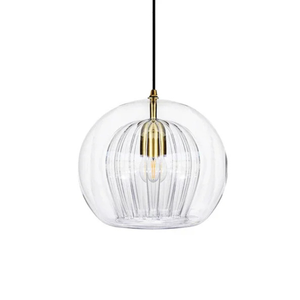 Clear Glass Globe Drop Light E14 Socket for Kitchen Counter and Eat-In Nook Overhead Fixture Contemporary Low-Profile Ceiling Accent