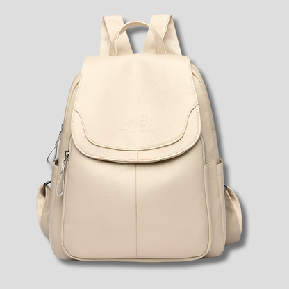 Women's Textured Leather Backpack with Security Features for Work, Travel & Daily Use