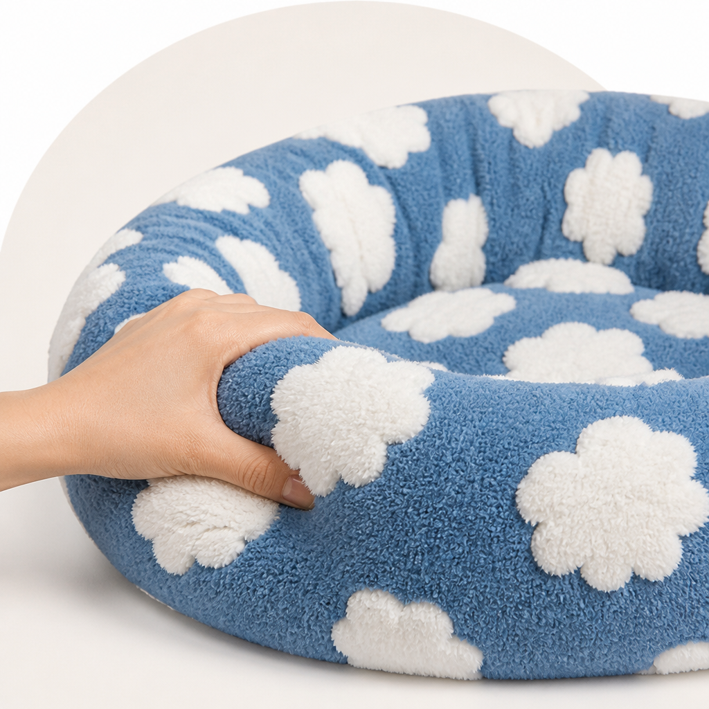 Ortekor Chew-Resistant Cotton & Anti-Slip Donut Dog Bed