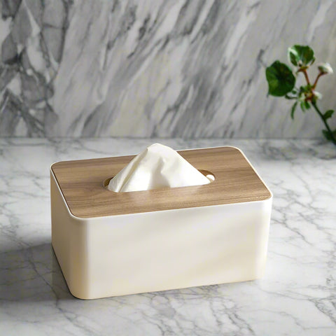 Housse de boîte à mouchoirs Cleo - Couvercle en bambou, design minimaliste